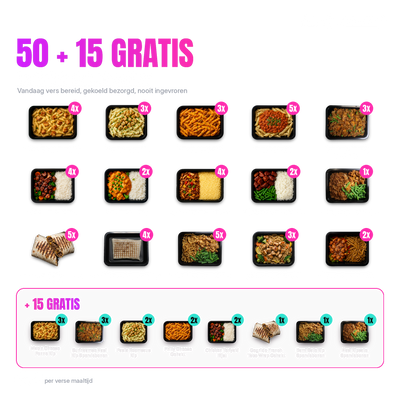 Comfort Maandpakket 50 + 15 gratis: alle 65 hartige verse maaltijden