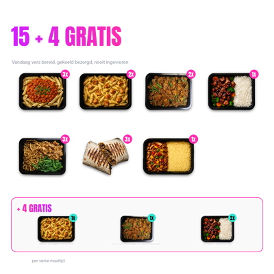 Gezin Weekpakket 15 + 4 gratis: alle 19 verse gezinsmaaltijden