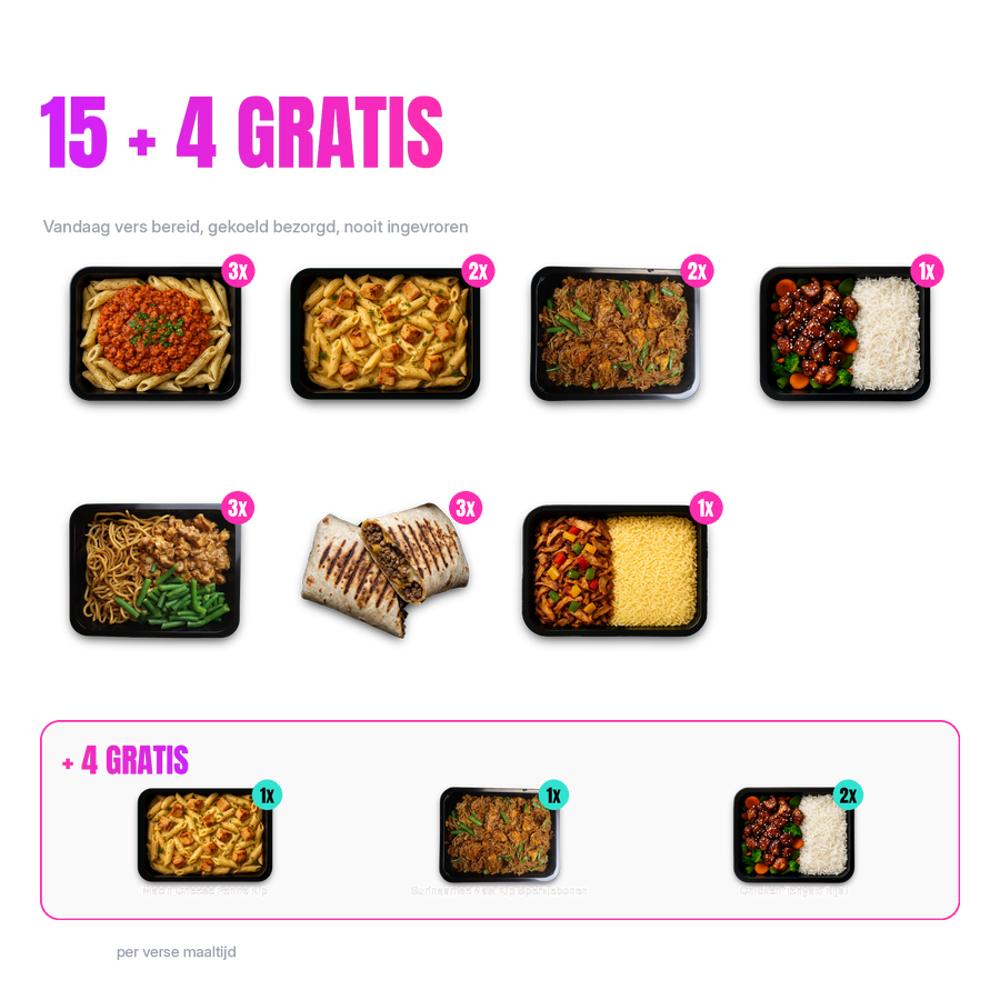 Gezin Weekpakket 15 + 4 gratis: alle 19 verse gezinsmaaltijden