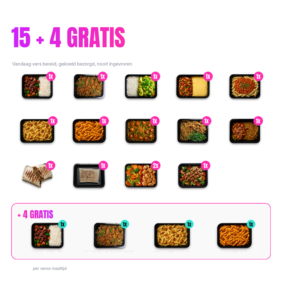 Professional Weekpakket 15 + 4 gratis: alle 19 verse maaltijden